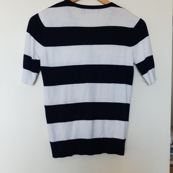 NY&CO Short Sleeve Navy and White Striped Cardigan - Picture 3 of 7